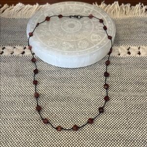 Handcrafted Garnet + Silk Necklace - Women's Jewelry